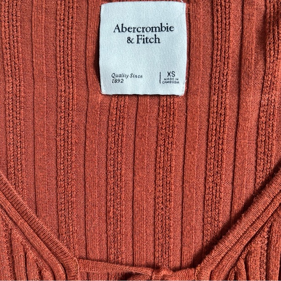 ABERCROMBIE AND FITCH BURNT ORANGE TIE FRONT LONG SLEEVE SWEATER/CARDIGAN XS - Picture 4 of 7